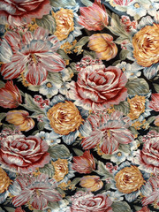 Floral Design Chintz Upholstery Fabric 5yd x 56″ Blue Pink Yellow Green White