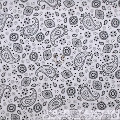 BonEful FABRIC FQ Cotton Quilt Black White B&W Gray Bandana Cowgirl Block Square
