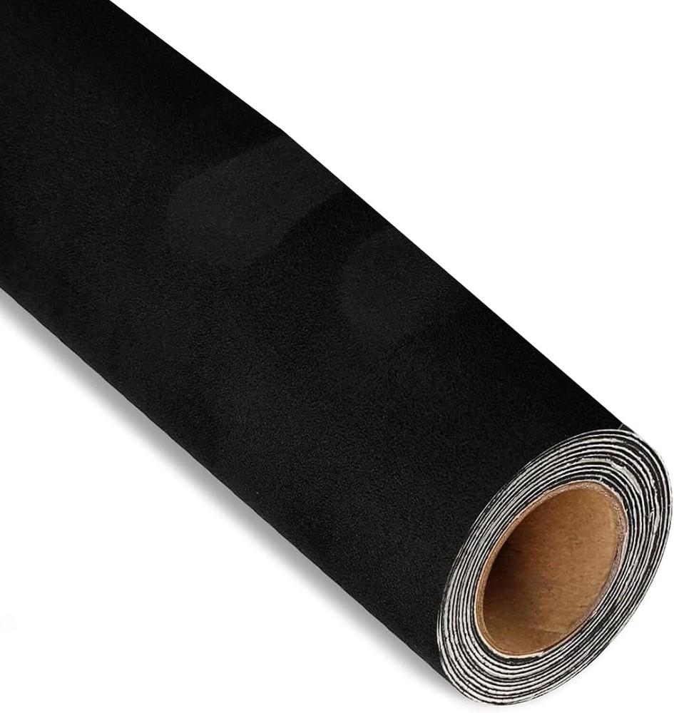 Microfiber Fabric Self-Adhesive Suede Look, Stretch Film – 16in x 55in, Black