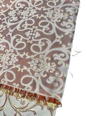VTG Ornate Woven Fabric Gold Beige Pink Damask Baroque Scrolls Swirl 1 lb. 9 oz.