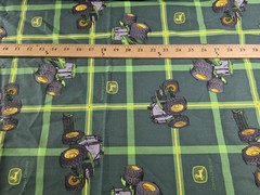Lot of 8+ Yards John Deere Fabric, Mix Styles. Plaid, Stripe. Tractor Green