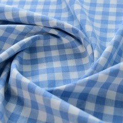 145cm Wide Yarn Dyed Cotton Fabric Blue Check Stripe Linen Look Bag Dress