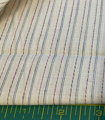 BLUE & RED STRIPE ON BEIGE COTTON–BY THE YARD