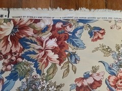 VTG Stanley King Studio Floral Upholstery Fabric Cotton 54″ x By The Yard