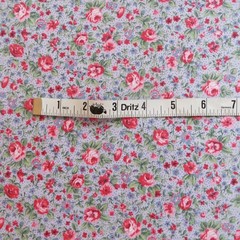 Yard ~ Country Floral Cottage Rose On Blue ~ $3.99 Ships Any Amount Of Fabric.