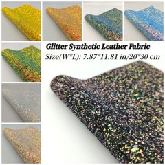 20x30cm Glitter Synthetic Leather Sequin Fabric Sheet for Bow Handmade Bag Craft