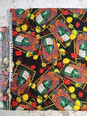 Shamash & Sons Cotton Fabric Happy New Year Champagne Balloons Celebrate BTHY