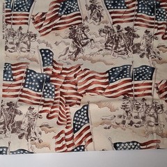 Alexander Henry Cotton Fabric Patriotic American Flag Print Beige 1 7/8 Yds