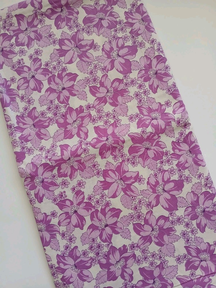 Vintage 40s 50s FABRIC 35 Wide Purple Large Flowers Dressmaking Fabric 66 Inches