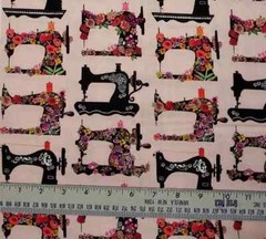 Rose Fabric, Roses, Vintage Sewing Machine, Quilting Fabric, Cotton Material,