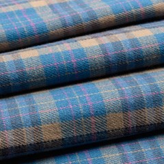 Blue and Tan Tartan Plaid Flannel Fabric – 60″ Wide – by the Yard