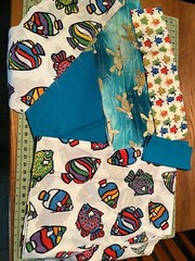 Sea Creatures Turtles Fish Aquatic Ocean Cotton Fabrics 3 Prints 1 Solid Aqua