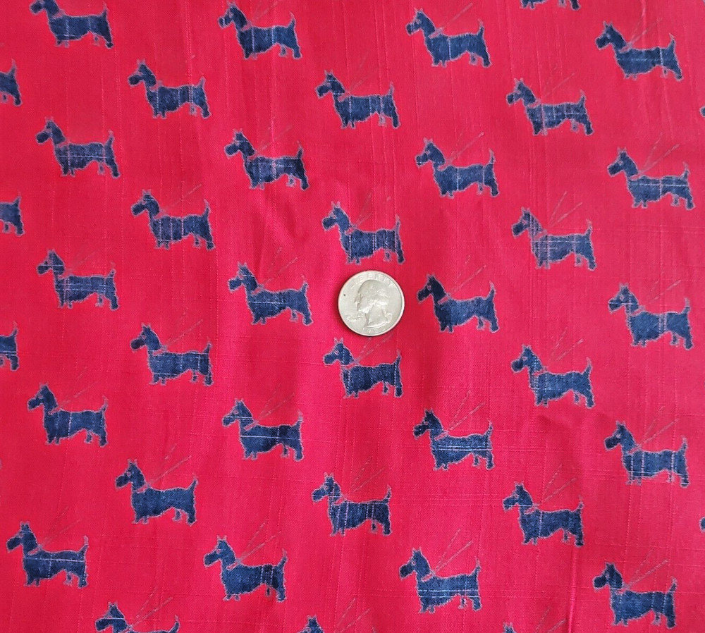 Scotty Dog Polyester Cotton Blend Fabric on Red Blouse Shirt 46″ W x 2 Yards