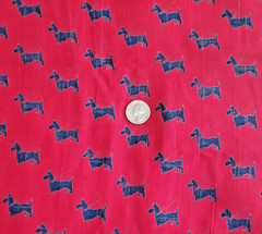 Scotty Dog Polyester Cotton Blend Fabric on Red Blouse Shirt 46″ W x 2 Yards
