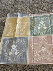 Vintage Marcus Brothers Pastel Bear Lace 10-8.5” Blocks Cotton Fabric Panel
