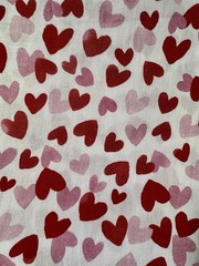 Fat 8 Scrap “Try Me” Fabric Valentine Pink and Red Scattered Hearts $1.32 ship