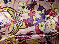 Butterflies Pink Fabric Shiny Satin Polyester JOANN 58″ wide x 73″ long ~2 Yards
