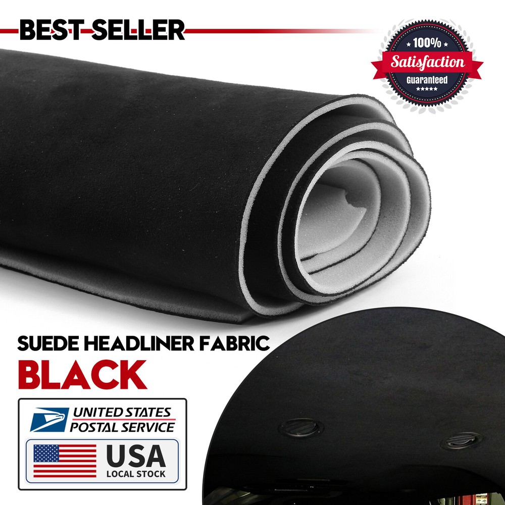 Black Headliner Suede Fabric Auto Ceiling Material Upholstery Renovation 60″x60″