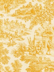 Fabric by the meter and tablecloths | Toile de Jouy model 2 various colors | height 305cm