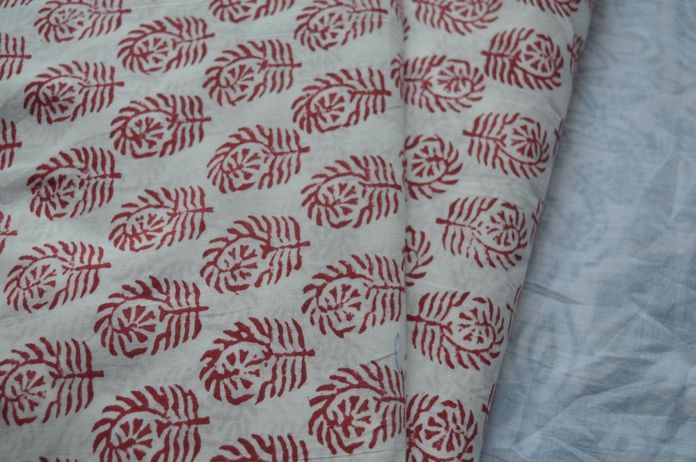NO TARRIF CHARGES 100%✅ZK_135 Hand Block Floral Print 100%Cotton 3 Yard Fabric*