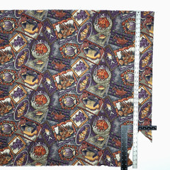Faux Patchwork Exotic Fish Purple Sampou The Red Sea Kaufman Cotton Fabric 27″L