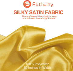 5 Yards X 55 Inch Wide Gold Satin Fabric by the Yard, Silky Charmeuse Satin Fabr