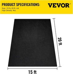Durable Black Needle-Punched Landscape Fabric – 15ft x 20ft for Gardens & Drains