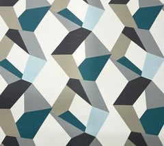 KRAVET URBAN TWIST TEAL GEOMETRIC ABSTRACT MODERN COTTON FABRIC BY YARD 54″W