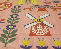 Pink Holland Oxford Cloth, Lg. 74″x46″ Trefle Kokka,Matryoshka, Russian, Japan