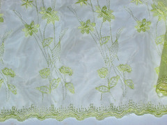 NYLON EMBROIDERED FABRIC 40″ long x 54″ wide very pale yellow (sew rm 3)