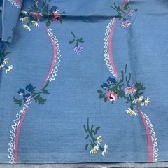 Light Blue Floral Flowers Design Pattern Fabric Material Textile 34 x 46