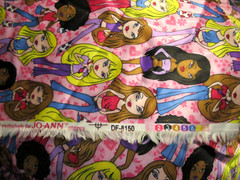 Bratz Fashion Dolls Design Satin feel Pink Fabric 56″ x 50″