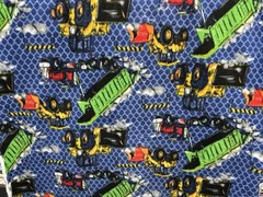 Construction Equipment Dump Truck Bulldozer Fleece Fabric, 60” Wide, Sold BTY