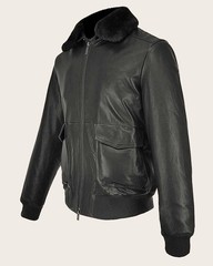 Black Vegan Leather Faux Fur Knit Fabric By the Yard [ Jacket]