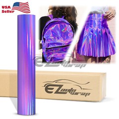 Fabric Holographic Purple Cloth Vinyl Weave PU Faux Leather Iridescent Craft DIY