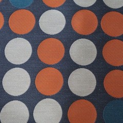 Vtg A. Gerard Maharam Upholstery Fabric MCM “Circles” Orange, Gray, Turq 3.7 yds