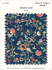 Blue Vintage Floral Bird Printed Cotton Fabric by Yard Dressmaking & Home Decor