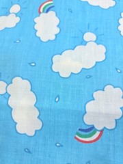 Fabric 3 Yards Cotton Clouds, Rainbows, Sun 108″ x 44″ Blue White
