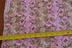 By 1/2 Yd, Pink Floral Stripes on Pink & Tan Quilting, RJR/Flourish/Beaves,M8755