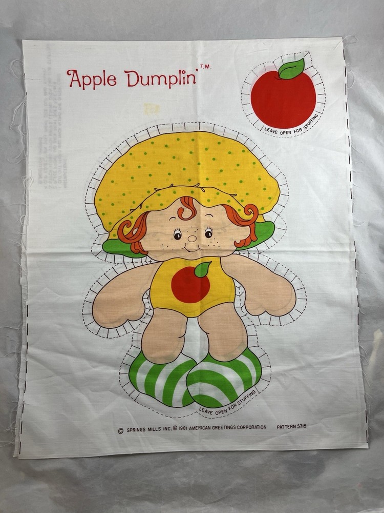 Spring Mills Strawberry Shortcake Apple Dumplin Fabric Panel 5715 Cut n Sew VTG