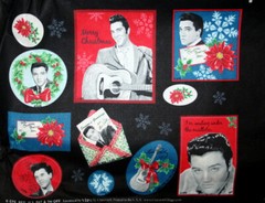 60 INCH WIDE ELVIS CHRISTMAS LABEL PANEL – 100% COTTON FABRIC