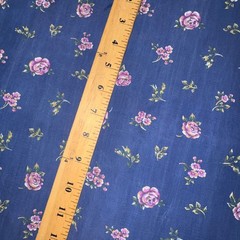 Floral Rose Liquid Sateen Fabric 3.11 Yards 60″ Navy Blue Slinky Fluid Drape