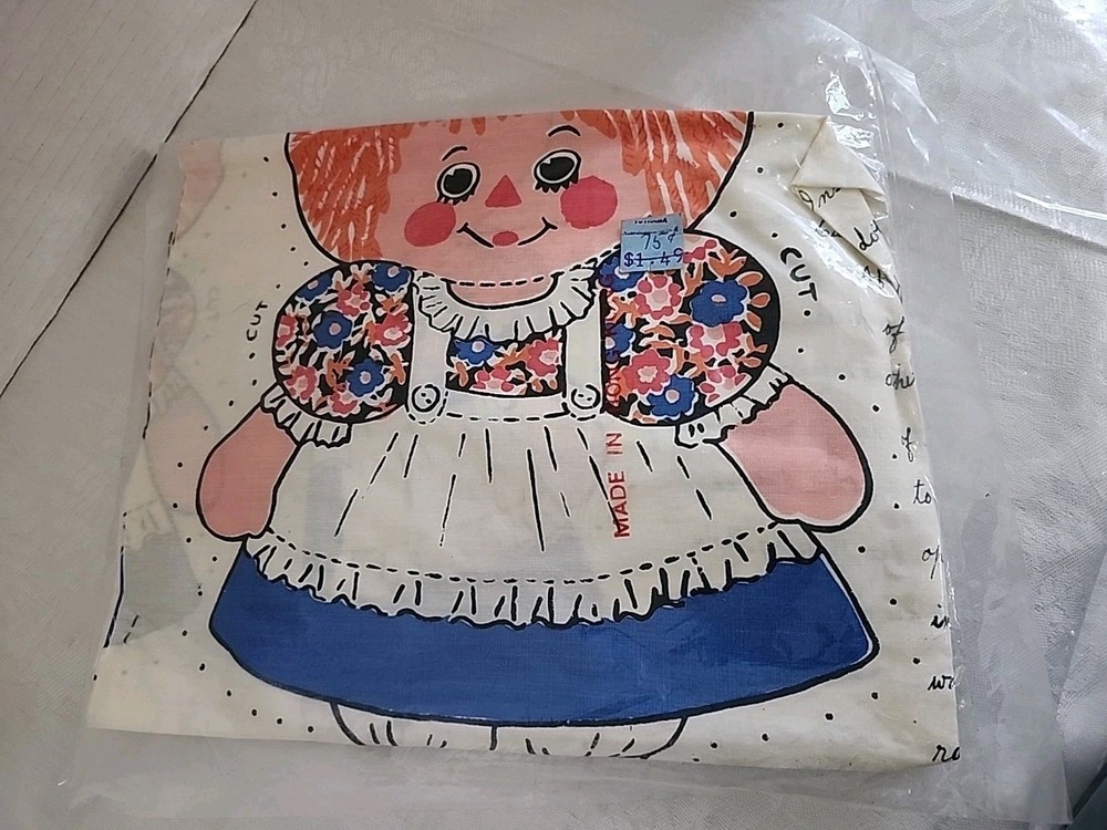 VTG Fabric Panel RAGGEDY ANN Cut & Sew Spring Mills Made Hong Kong #1793 Sealed