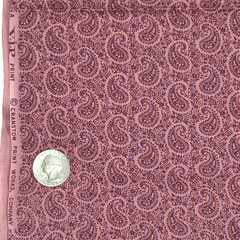 VTG Paisley Light Maroon Small Print Cranston Cotton Fabric 2 YDS READ As Is