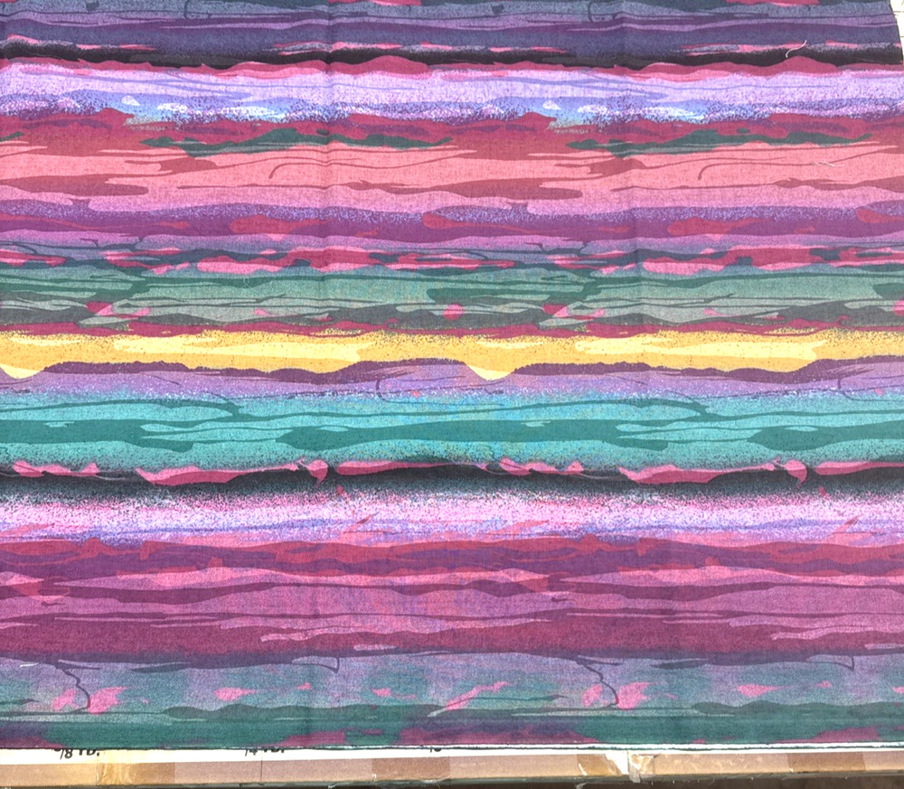 90s Desert Stripe Modern Pink Green Blue Purple Batik Cotton Fabric ! Y #14