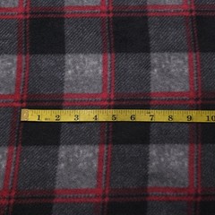 Charcoal Plaid Fleece Fabric 58″ Wide Black Red Windowpane Fleece Yard