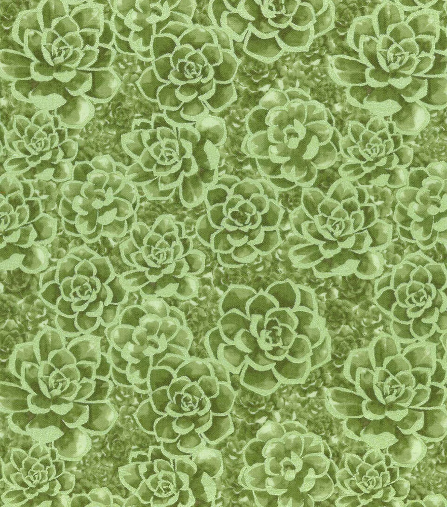 Pearlescent Green Succulent 100% Cotton Fabric by the Half Yard 18″ x 44″