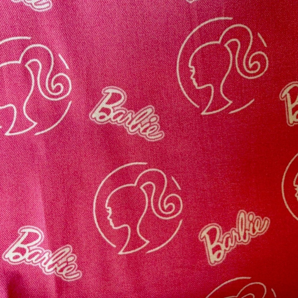 Pink Fabric Barbie Girl Head Toss Mattel Premium 100% Cotton 12 yds 2 yd x 44”