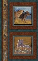 4 Wolf Territorial Trail Pillow Panels Fabric 100% Cotton Wild Wings Springs
