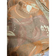 Floral Brocade Jacquard Fabric Vintage Style Botanical Upholstery Taupe Orange